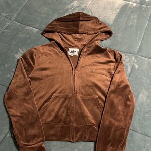 Juicy Couture Chocolate Velour Zip-Up Hoodie